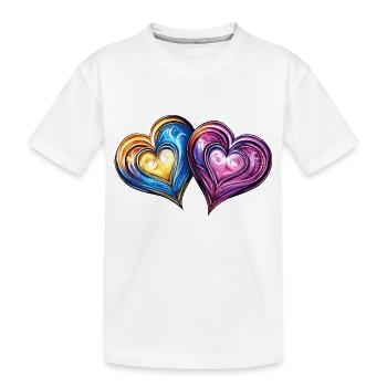 Bunte Herzen Liebe Ehe - Kinder Premium Bio T-Shirt - Weiß - Vorne