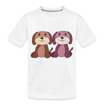 zwei hunde junge mädchen - Kinder Premium Bio T-Shirt - Weiß - Vorne