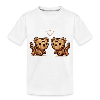 Tigre en bois couple amour - T-shirt bio Premium Enfant - blanc - Devant