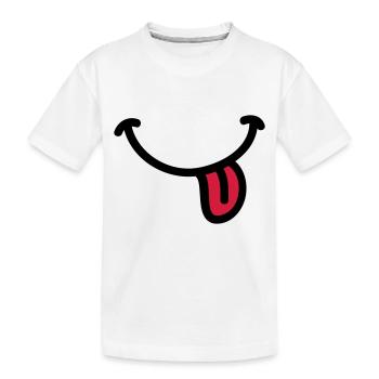 Smiley Grinsen Zunge - Kinder Premium Bio T-Shirt - Weiß - Vorne