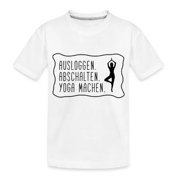 Yoga: ausloggen, abschalten, yoga machen - Kinder Premium Bio T-Shirt - Weiß - Vorne