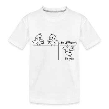 be different be you Vogel - Kinder Premium Bio T-Shirt - Weiß - Vorne