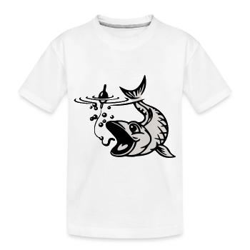 Stopfen Angelhaken Fisch - Kinder Premium Bio T-Shirt - Weiß - Vorne