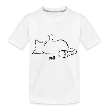 Katze Nö, Nein, No...Mittelfinger - Kinder Premium Bio T-Shirt - Weiß - Vorne