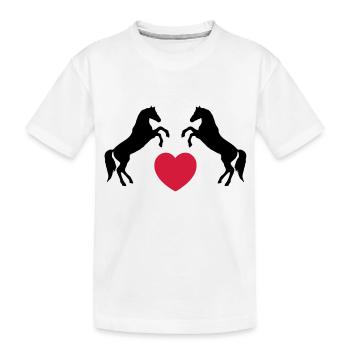 Deux chevaux sauvages avec un coeur - T-shirt bio Premium Enfant - blanc - Devant