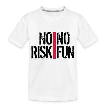 bars stripes spontaneous font no risk no fun spr - Kids' Premium Organic T-Shirt - white - Front