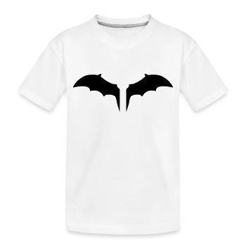 2 wings flying dog bat comic cartoon funny - Kids' Premium Organic T-Shirt - white - Front