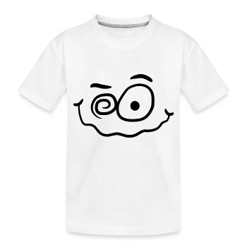 Verrücktes Lustiges Wahnsinniges Smiley Gesicht - Kinder Premium Bio T-Shirt - Weiß - Vorne