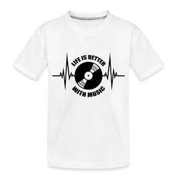 La vie est meilleure avec la musique Vinyl Plate Pulse Herzsc - T-shirt bio Premium Enfant - blanc - Devant