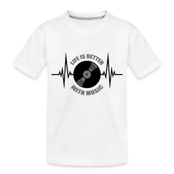 La vie est meilleure avec Music plate vinyl pulse herzsc - T-shirt bio Premium Enfant - blanc - Devant