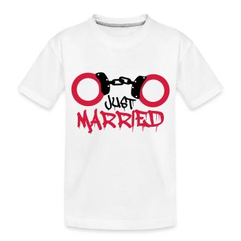 Juste mariés menottes commencés drôle - T-shirt bio Premium Enfant - blanc - Devant