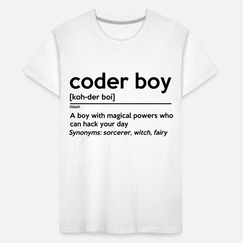 Coding Boy Definition Noun Software Developer Prog Kinder Premium Bio T-Shirt