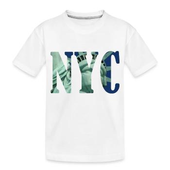 NYC Typografie mit Freiheitsstatue - Kinder Premium Bio T-Shirt - Weiß - Vorne