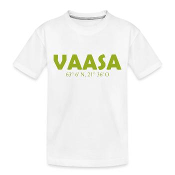 Vaasa Finlande - Coordonnées - Longitude - Latitude - T-shirt bio Premium Enfant - blanc - Devant
