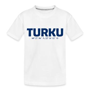 Turku Finland - Coordinates - Longitude - Latitude - Kids' Premium Organic T-Shirt - white - Front