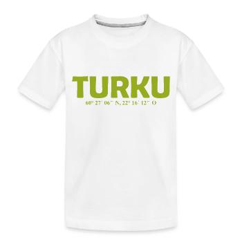 Turku Finland - Coordinates - Longitude - Latitude - Kids' Premium Organic T-Shirt - white - Front