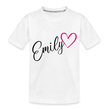 Emily Surname First Name Heart pink - Kids' Premium Organic T-Shirt - white - Front