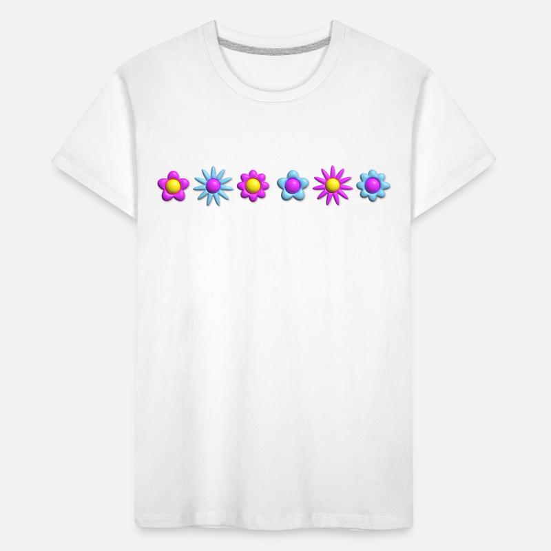 Fleurs en fleurs en rangée 3D T-shirt bio Premium Enfant
