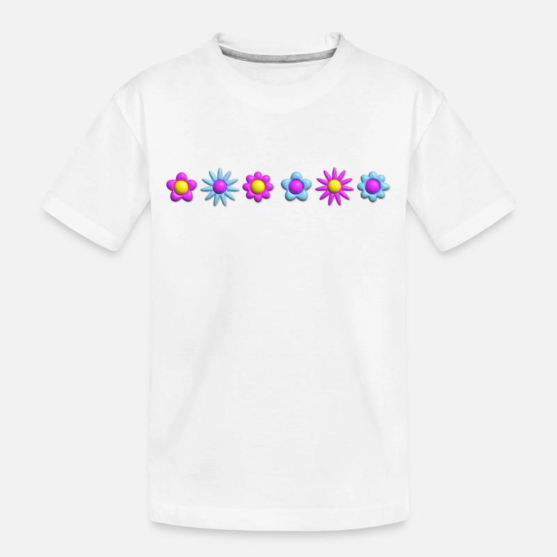 Blumen Blüten in Reihe 3D - Kinder Premium Bio T-Shirt - Weiß