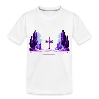 Cross between trees - Kids' Premium Organic T-Shirt - white - Front