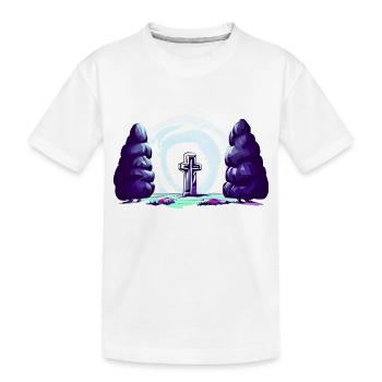 Kreuz zwischen Bäumen - Kinder Premium Bio T-Shirt - Weiß - Vorne