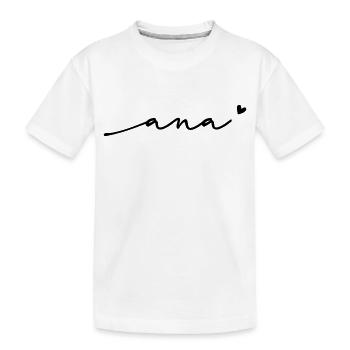 Ana Cursive Name - Kids' Premium Organic T-Shirt - white - Front