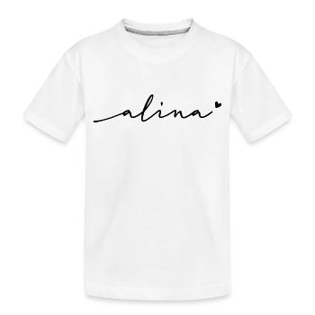 Alina Cursive Name - Kids' Premium Organic T-Shirt - white - Front
