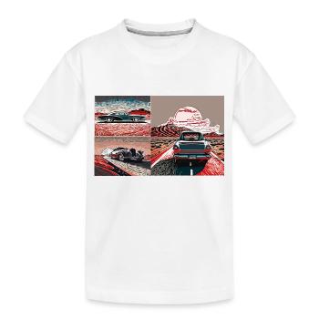 Retro cars on the highway in the sunset - Kids' Premium Organic T-Shirt - white - Front