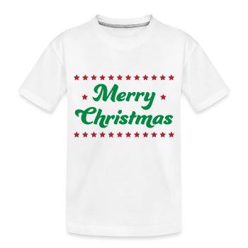 Merry Christmas Sterne gruen rot - Kinder Premium Bio T-Shirt - Weiß - Vorne