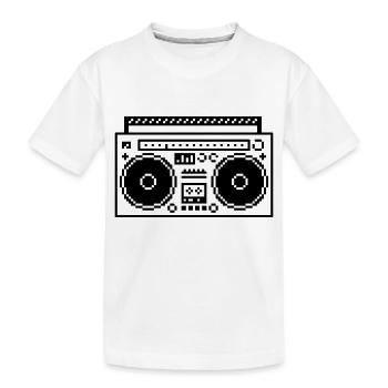 8bit Pixel Boombox - Kinder Premium Bio T-Shirt - Weiß - Vorne