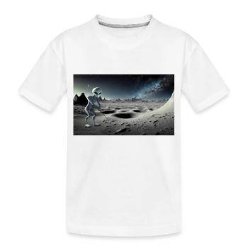Alien gris sur la surface de la lune – Jouer au golf - T-shirt bio Premium Enfant - blanc - Devant