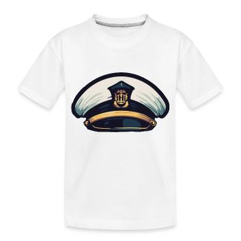 Captain Matrose Mütze - Kinder Premium Bio T-Shirt - Weiß - Vorne
