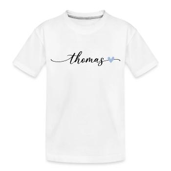 Thomas Name Calligraphy Font - Kids' Premium Organic T-Shirt - white - Front