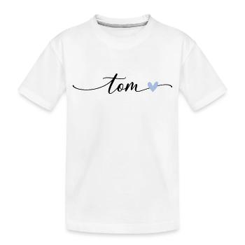 Tom Name Calligraphy Font - Kids' Premium Organic T-Shirt - white - Front