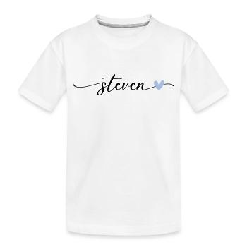 Steven Name Kalligrafie Schrift - Kinder Premium Bio T-Shirt - Weiß - Vorne
