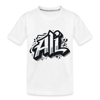 Ali Last name First name Graffiti - Kids' Premium Organic T-Shirt - white - Front