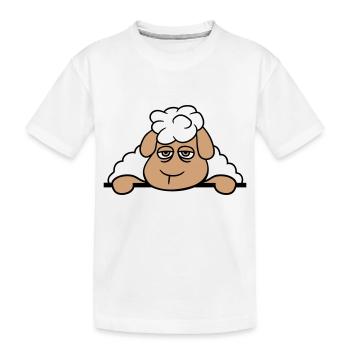 Schaf Müde Gelangweilt Hinter Zaun Mauer Schild - Kinder Premium Bio T-Shirt - Weiß - Vorne