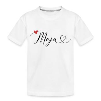 Maja Name Vorname Kalligrafieherz - Kinder Premium Bio T-Shirt - Weiß - Vorne