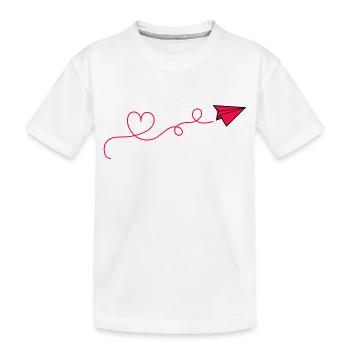 Paper Airplane Heart - Kids' Premium Organic T-Shirt - white - Front