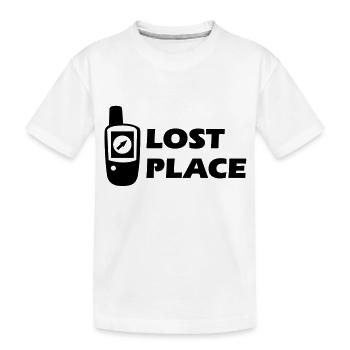 Geocaching GPS Lost Place Cache - Kinder Premium Bio T-Shirt - Weiß - Vorne