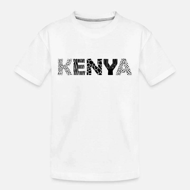 KENYA – Buchstaben mit Tiermuster - Kinder Premium Bio T-Shirt - Weiß
