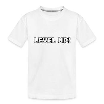 level up - Kids' Premium Organic T-Shirt - white - Front