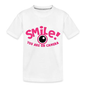 SOURIRE! vous êtes à la caméra! photographe - T-shirt bio Premium Enfant - blanc - Devant