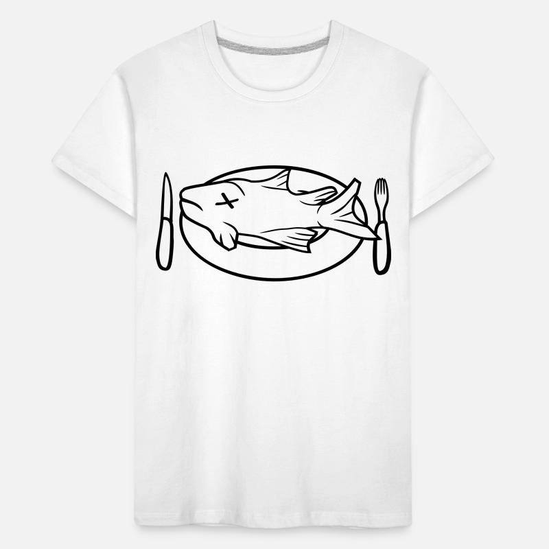 cool plate fork knife cool fish swimming tauc Kids' Premium Organic T-Shirt