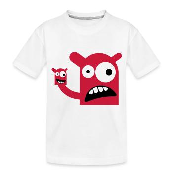 Ein Monster mit einer Monster-Puppe - Kinder Premium Bio T-Shirt - Weiß - Vorne