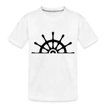 Half Ship Steering Wheel - Kids' Premium Organic T-Shirt - white - Front
