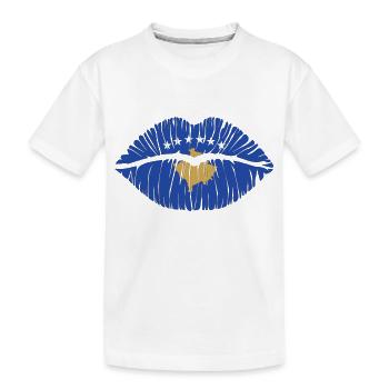 Kuss Kosovo - Kinder Premium Bio T-Shirt - Weiß - Vorne