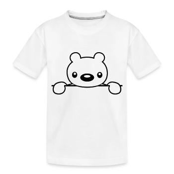 text feld suesser teddybaer haelt - Kinder Premium Bio T-Shirt - Weiß - Vorne