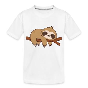Faultier schlafen Ast müde Müdigkeit faul ausruhen - Kinder Premium Bio T-Shirt - Weiß - Vorne