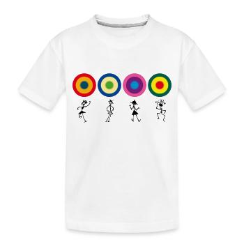 dancing stick figure drawing graffiti cheerful - Kids' Premium Organic T-Shirt - white - Front